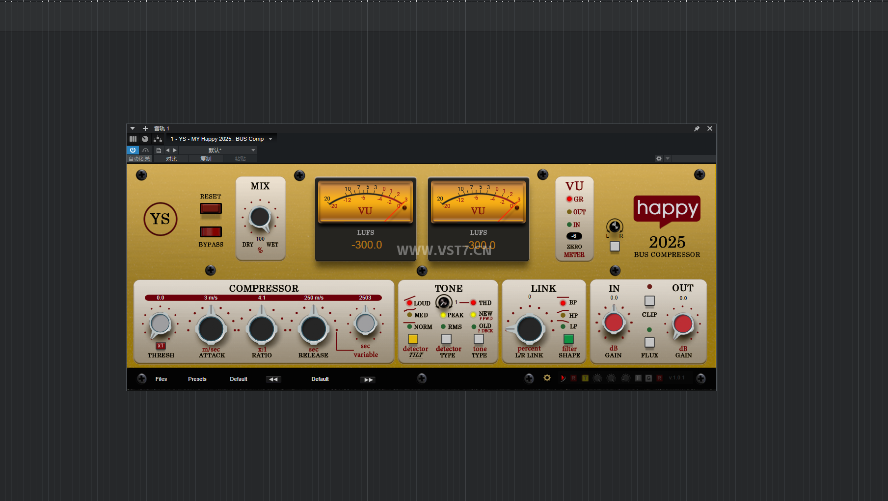 一键安装插件-YS - MY Happy 2025_ BUS Compressor_ v.1.0.1  WIN VST3-拟声之家-音频应用效果器资源网